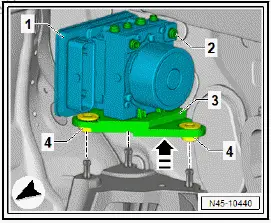 Volkswagen ID.4. Removing and installing ABS control unit [J104]/ABS hydraulic unit [N55], right-hand drive vehicles