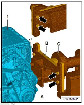 Volkswagen ID.4. Securing motor to engine and gearbox support, front motor
