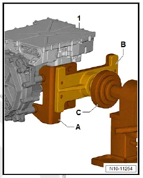 Volkswagen ID.4. Securing motor to engine and gearbox support, rear motor